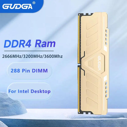 GUDGA DDR4 RAM 8GB/16GB 2666Mhz 3600MHz 1.2V CL1 288-pin with Aluminum Heatsink for Intel Desktop PC Memory