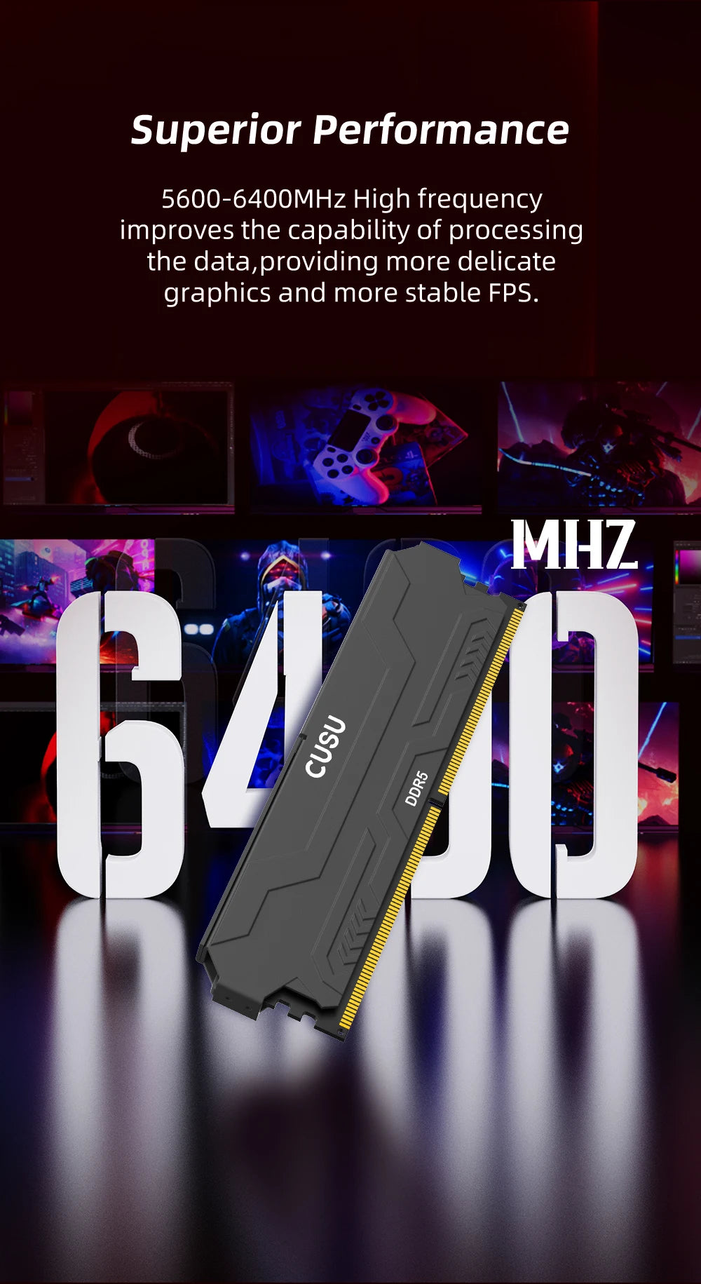 CUSU DDR5 4800MHz 5600MHz 6000MHz 16GB 32GB DDR5 Ram Memoria UDIMM Desktop Memory